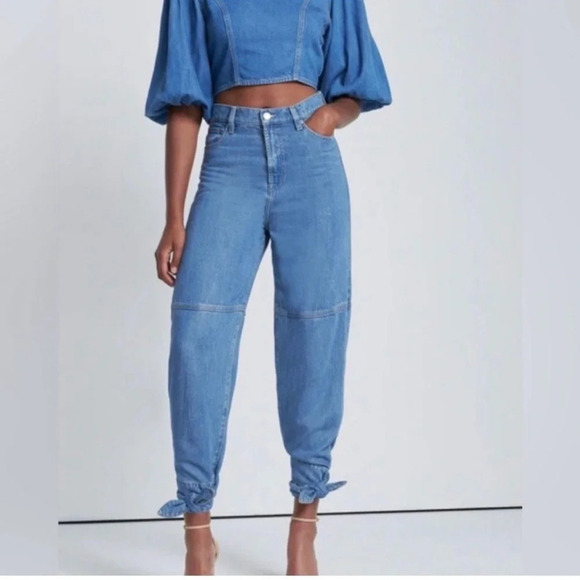 7 For All Mankind Denim - 7 For All Mankind Taper Tie Ankle Jeans in Tulip Size 27